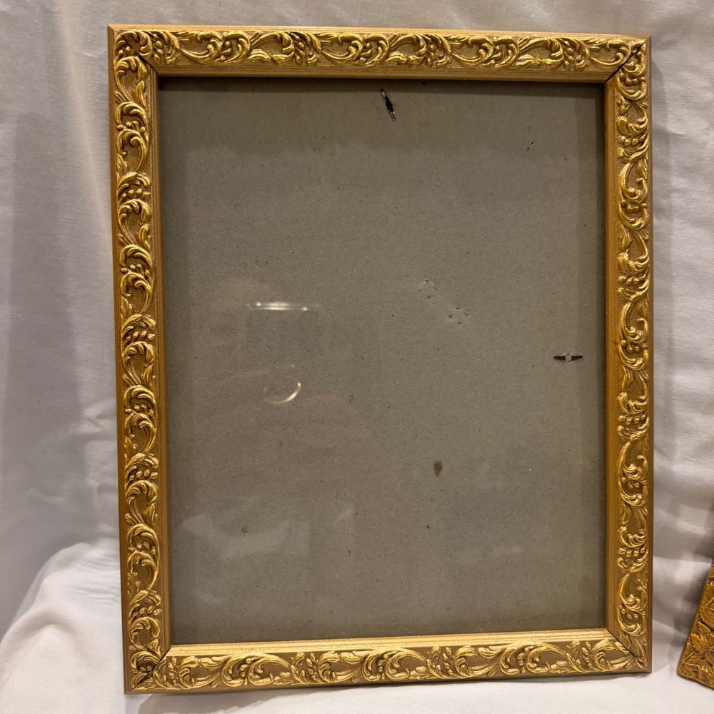 Vintage Gold Ornate Picture Frame Set Scrollwork & Maple Leaf 8x10 5x7 Decor
